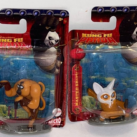 Fun Collection 2 Mattel Dreamworks 2021 Kung Fu Panda PVC Figures Shifu & Monkey - Picture 2 of 2